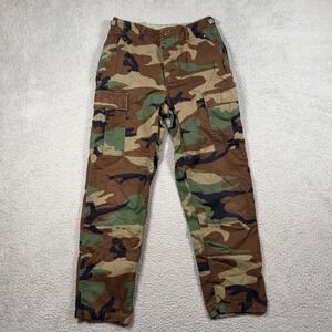 Vtg US Military‎ Woodland Camo Cargo Pants Small Regular Adjustable Waist